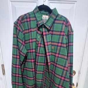 Kiel James Patrick Green Plaid Flannel Shirt Cabin Logo – Size XXL